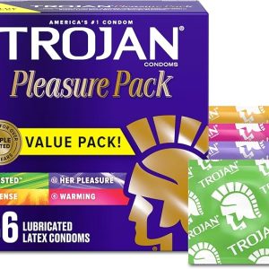 TROJAN Pleasure Pack Assorted Condoms, Lubricated Condoms, 36 Count